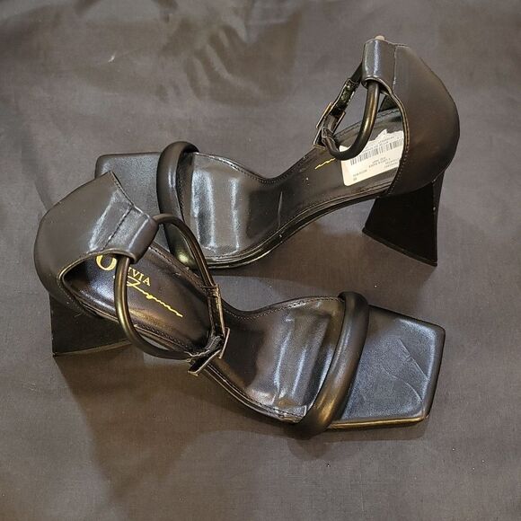 BRAND NEW OLIVIA JOHNSON BLOCK TRIANGLE HEEL SQUARE TOE SANDAL - Picture 7 of 14